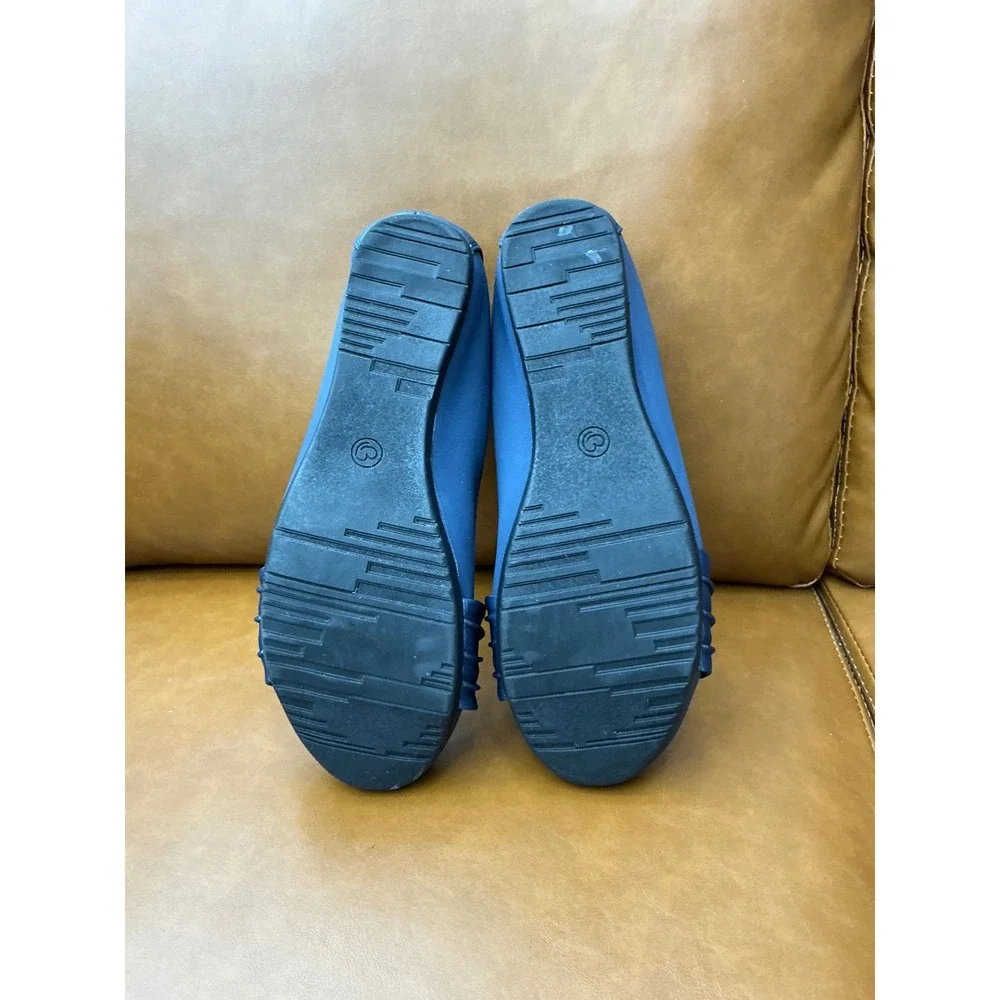 Baretraps Marcie Flats Womens 9 Navy Memory Foam Pleated Round Toe